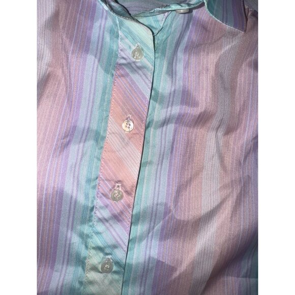 Vintage Schrader Sport Pastel Striped Shirt Dress Size 12 - Picture 3 of 10